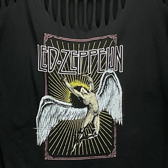 Led Zeppelin Band T-Shirt Women's Size 00 Black Distressed Icarus Angel Festival - Picture 5 of 6